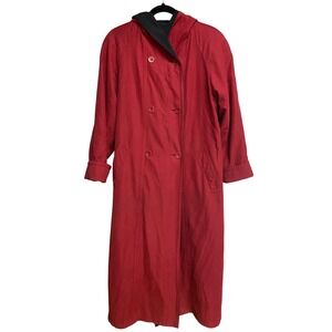 JONES NY PETITES Red Double Breasted Hooded Wool Lined Trench Coat Womens 8P